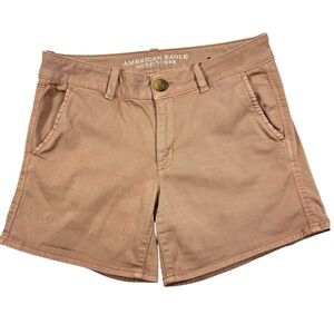 American Eagle Retro Women 8 Shorts Pinkish Tan  Super Stretch Midi Twill Summer